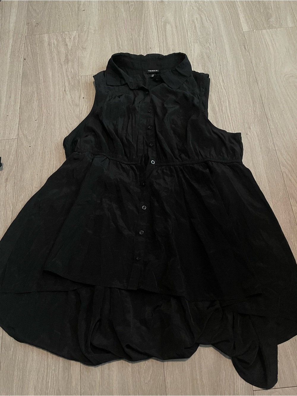 torrid Black Sleeveless Button-Front Peplum Blouse